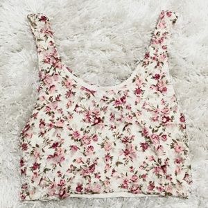 White With Pink Flower Crop Top